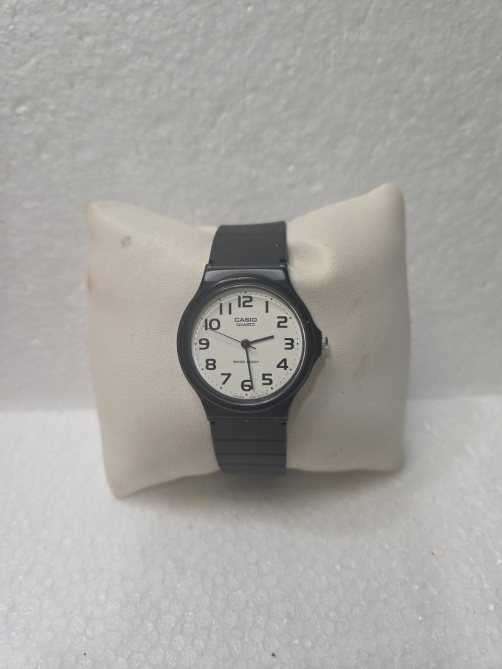 Casio Black Resin Watch with White Dial